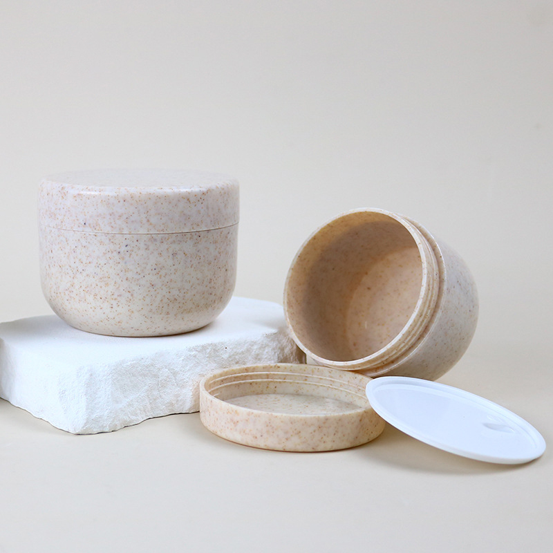 গমের খড় কন্টেইনার জার ওয়াইড মাউথ 80g 120g 200g 250g Skincare ক্রিম বোতল কসমেটিকস ফেস ক্রিম জার ঢাকনা সহ