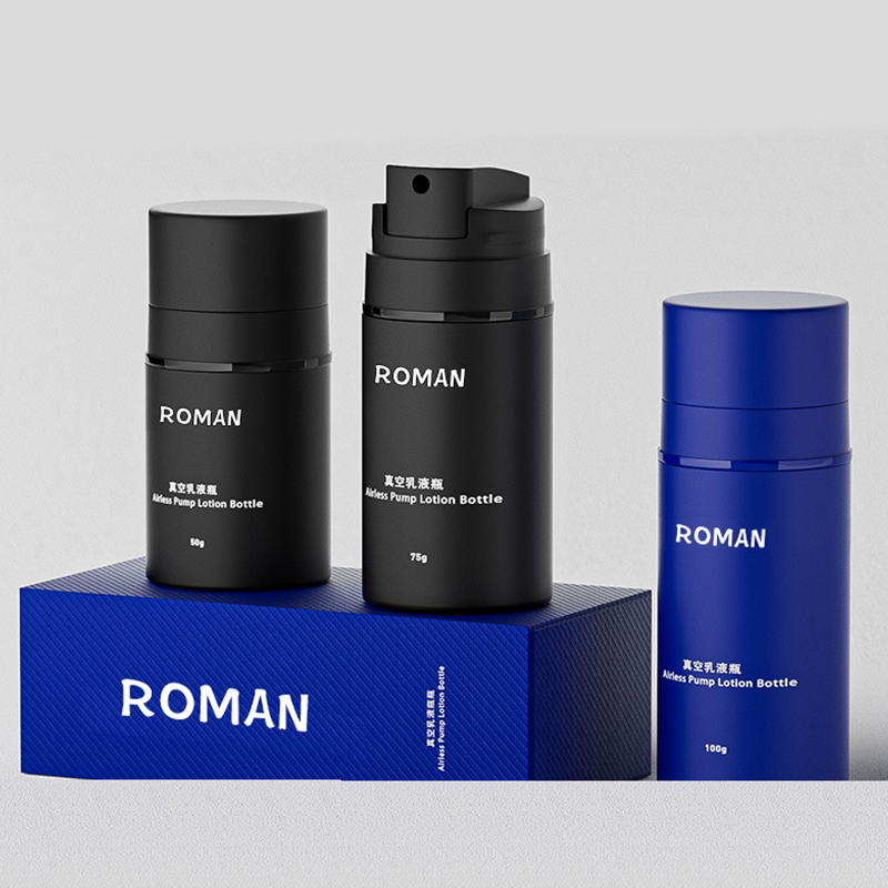 ম্যাট ব্ল্যাক লোশন বোতল 15ml 30ml 50ml 100ml 120ml 150ml স্কিনকেয়ার এসেন্স পাম্প এয়ারলেস বোতল প্রসাধনী প্যাকেজিংয়ের জন্য