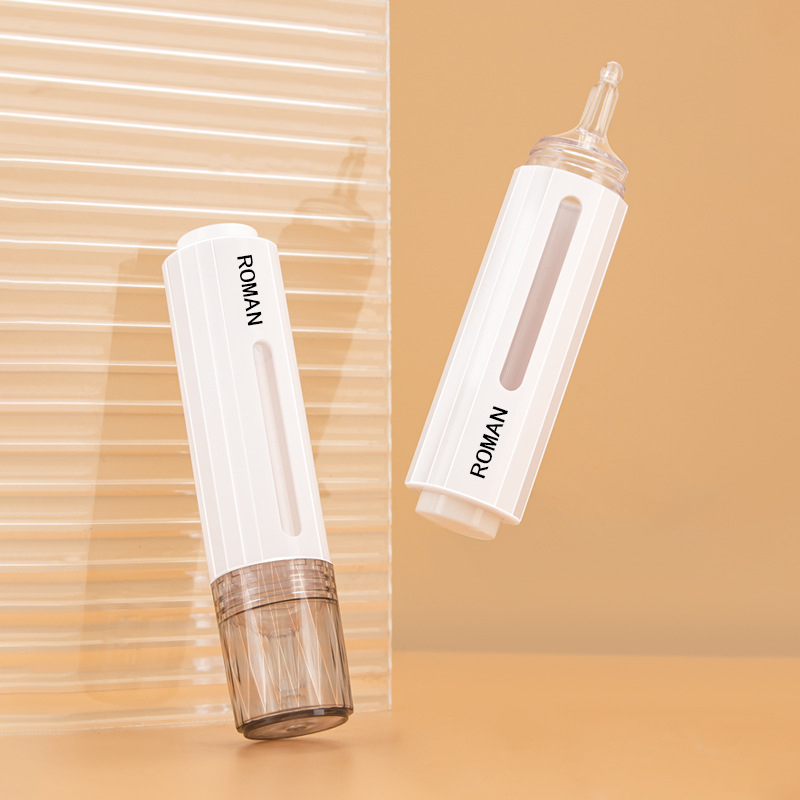 সিরাম লোশন বোতলের জন্য 10ml 15ml কসমেটিক সিরিঞ্জ আকৃতির এয়ারলেস পাম্প লোশন বোতল দাঁত সাদা করার জেল সিরিঞ্জ