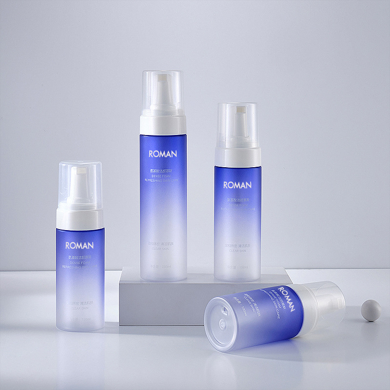 100ml 120ml 150ml 200ml PET গ্রেডিয়েন্ট ব্লু কালার ফোম লিকুইড সোপ ডিসপেনসার ফোমিং পাম্প বোতল শাওয়ার জেল হ্যান্ড ওয়াশিং বোতল বাথরুম সরবরাহ