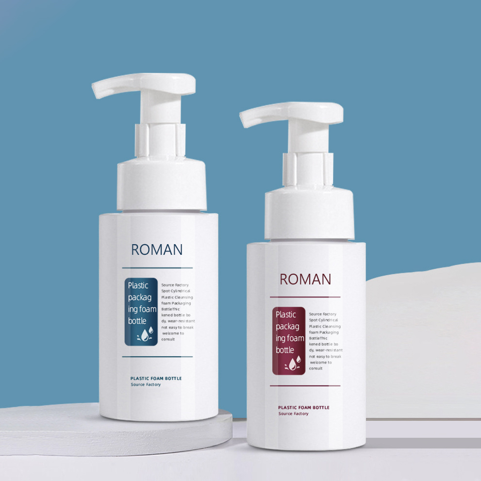 ফেসিয়াল ক্লিনজার শ্যাম্পু প্যাকেজিংয়ের জন্য প্লাস্টিক কিউট রাউন্ড হ্যান্ড স্যানিটাইজার ক্লিনজিং ফোম পাম্প বোতল 200ml 300ml 500ml সাইজ