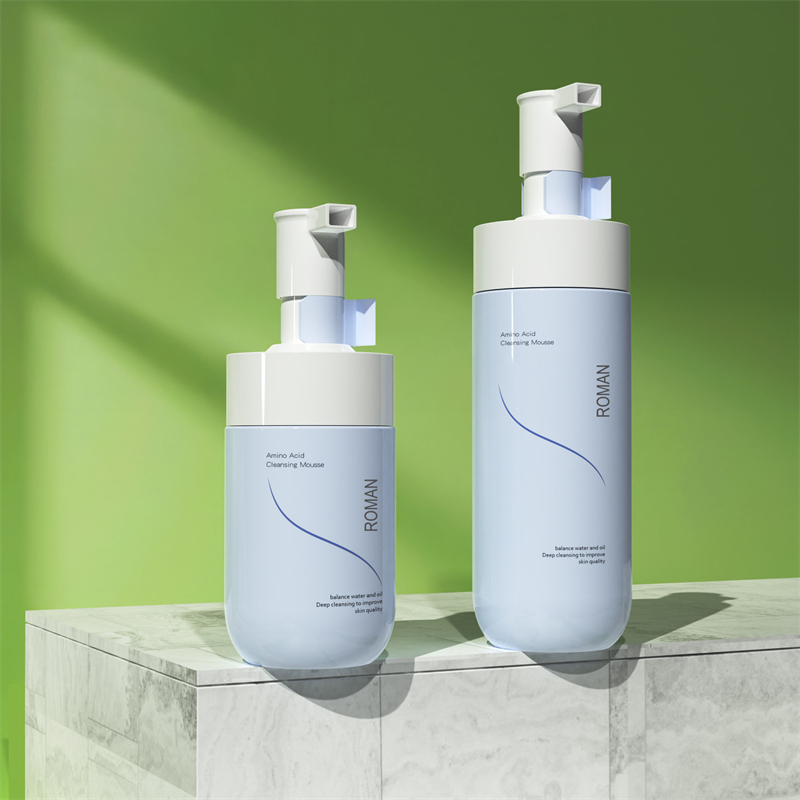 প্রাইভেট লেবেল ফেসিয়াল হোয়াইটেনিং ফোমার জেন্টল ক্লিনজিং মাউস বাবল ক্লিনজার ব্লু পিইটি ফোম পাম্প বোতল 150 মিলি 200 মিলি 300 মিলি