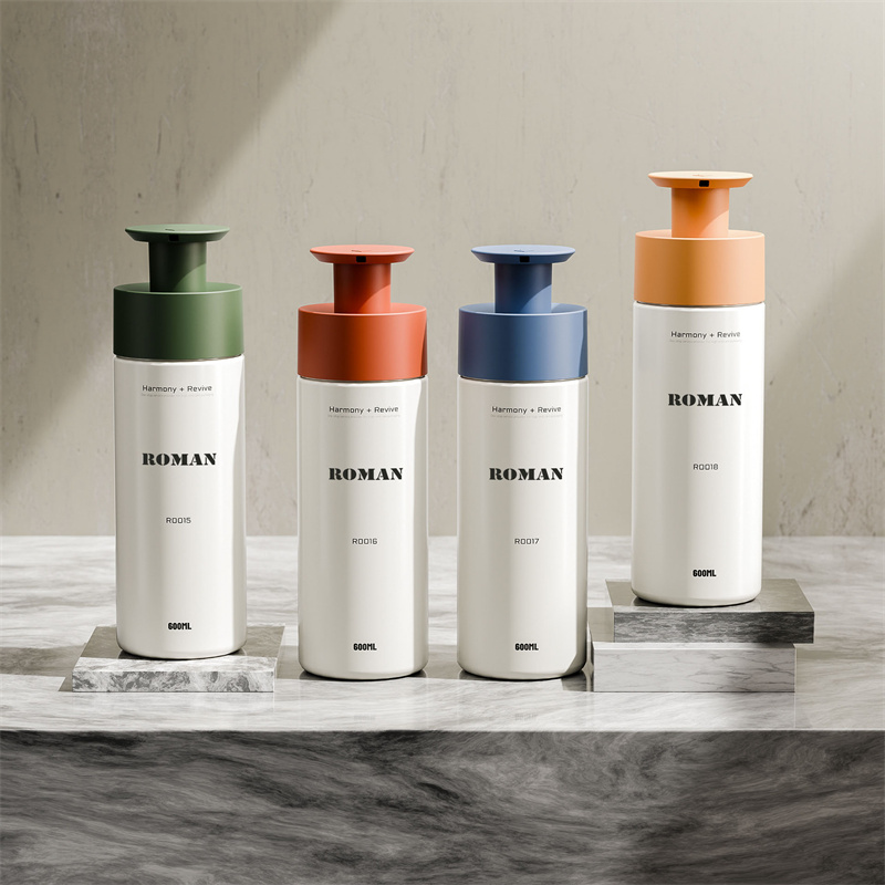 শ্যাম্পু বডি ওয়াশ লোশন লিকুইড হ্যান্ড সোপ শাওয়ার জেল প্যাকেজিংয়ের জন্য 200ml 300ml 400ml 600ml PET প্লাস্টিক রাউন্ড পাম্প বোতল