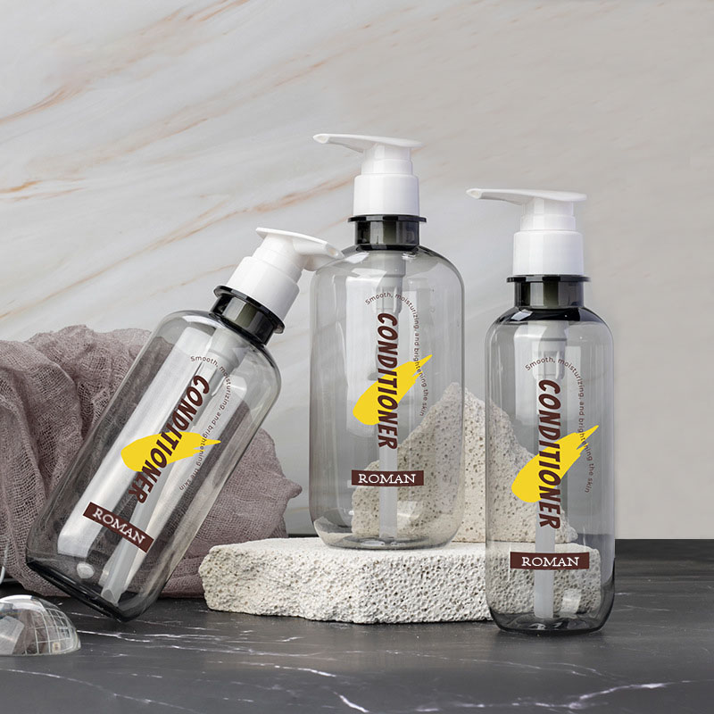 প্লাস্টিকের খালি লোশন বোতল 300ml 400ml 500ml 600ml PET বোস্টন রাউন্ড শ্যাম্পু কন্ডিশনার বোতল শাওয়ার জেল ডিসপেনসার পাম্প বোতল