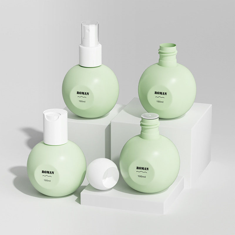 ক্রিম শ্যাম্পু পারফিউম কসমেটিক প্যাকেজিংয়ের জন্য 180ml PE গোলাকার খালি বোতল নতুন ডিজাইনের রিফিলযোগ্য প্লাস্টিক লোশন পাম্প বোতল