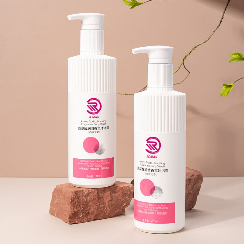 পাম্প ক্যাপ ভিয়েতনাম সহ ঢেউতোলা অগ্রভাগ 500ml 700ml শ্যাম্পু শাওয়ার জেল লোশন সহ গরম সাদা ডোরাকাটা এইচডিপিই প্লাস্টিকের বোতল