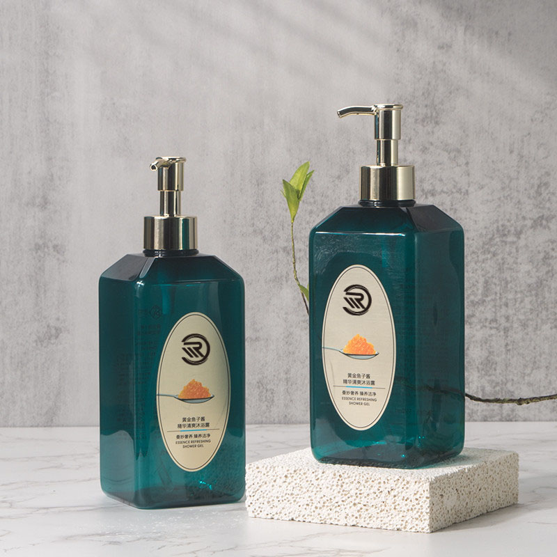 প্রাইভেট লেবেল পিইটি প্লাস্টিক গাঢ় সবুজ স্কিনকেয়ার ময়েশ্চারাইজার বডি লোশন হেয়ার কেয়ার শ্যাম্পু ডিসপেন্সিং বোতল ধারক 550 মিলি